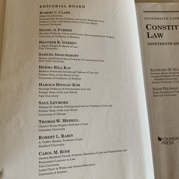 Constitutional Law Book Nineteenth Edition 2006 Sullivan Feldman HC Very Good - Picture 5 of 5